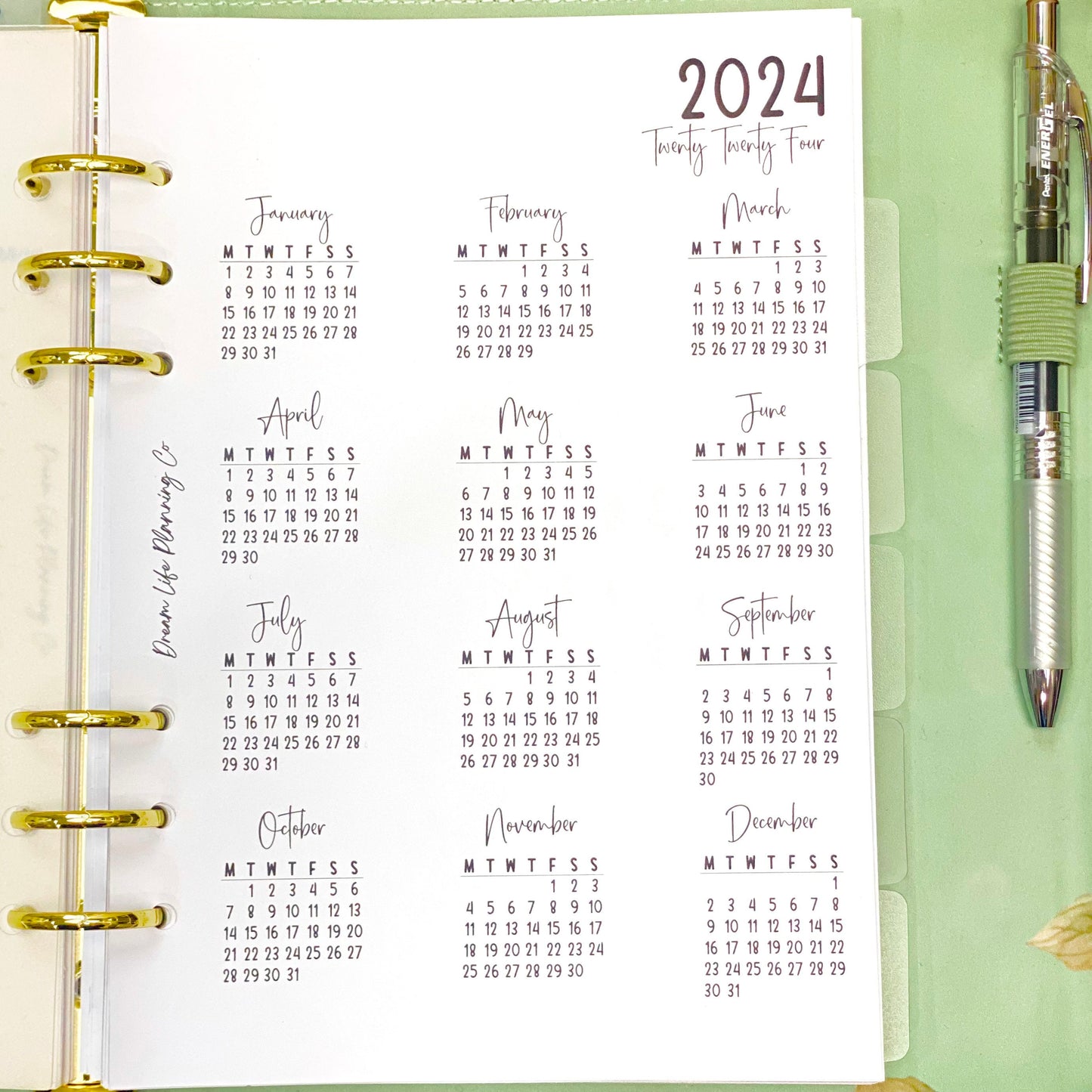 2024 - A5 Year At A Glance Planner Refill for A5 Planner Monthly Planner Inserts A5 Planner Inserts 2024 Monthly Calendar Insert Pages