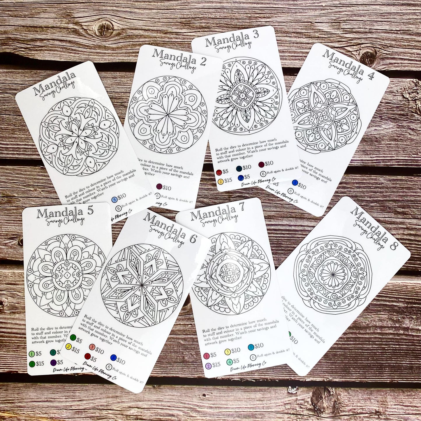 Mandala Savings Challenges with Frosted A6 Cash Envelopes, Laminated Cash Budgeting Cards, Sinking Funds, Cash Stuffing