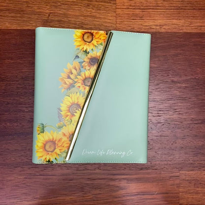 A5 Rings Vegan Leather Planner Cover - Sunflowers