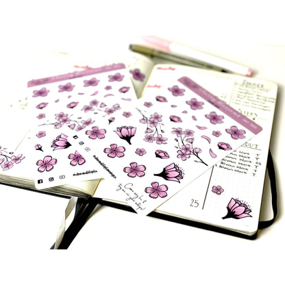 Cherry Blossom Stickers | Cherry Blossoms | Bullet Journal | Planner Stickers | Cute Planner Sticker Sheet | Sticker Sheet | BUJO | DLP 002