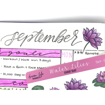 Water Lilies Stickers | Bullet Journal | Planner Stickers | Cute Planner Sticker Sheet | Sticker Sheet | BUJO | DLP 005