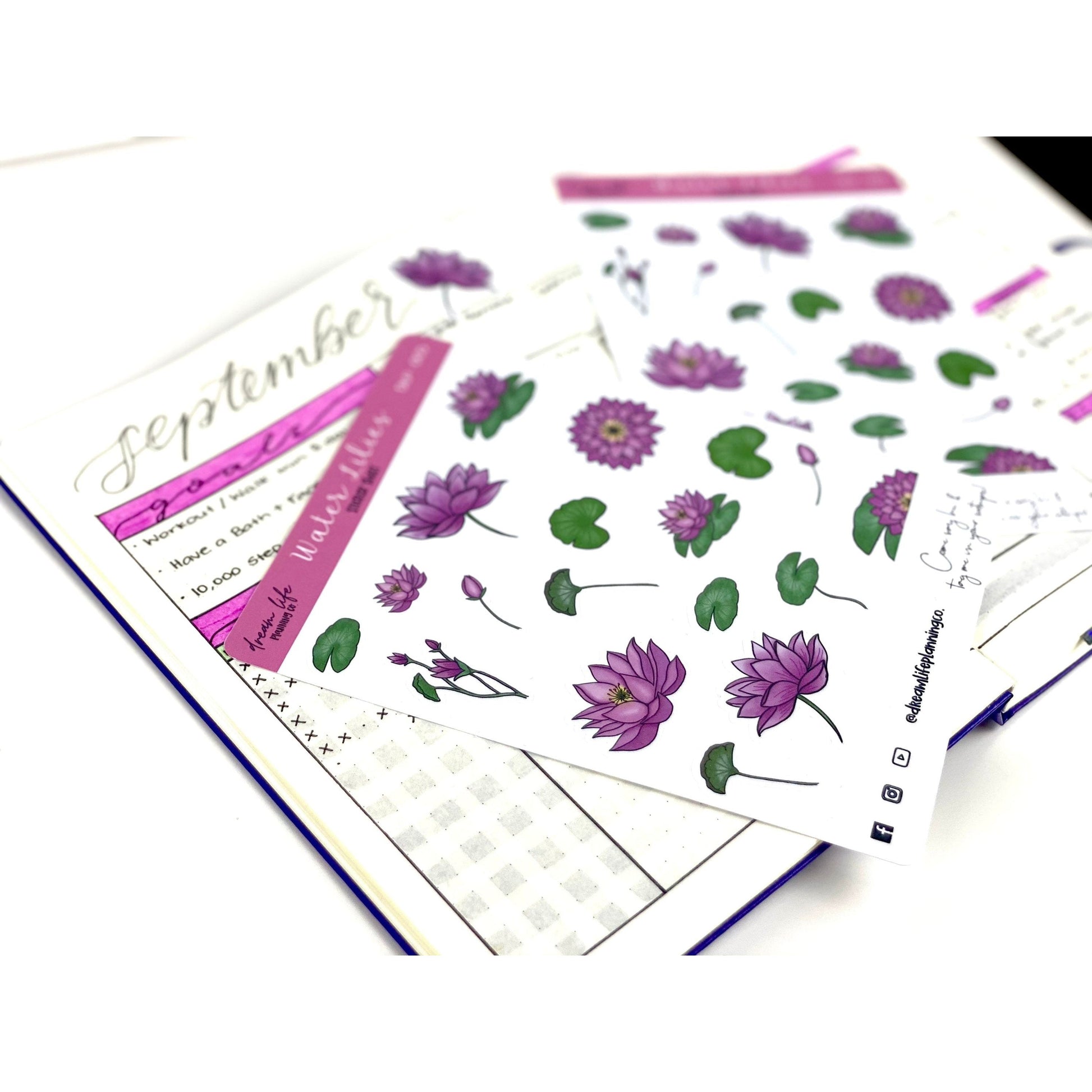 Water Lilies Stickers | Bullet Journal | Planner Stickers | Cute Planner Sticker Sheet | Sticker Sheet | BUJO | DLP 005