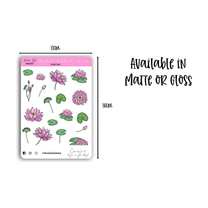 Water Lilies Stickers | Bullet Journal | Planner Stickers | Cute Planner Sticker Sheet | Sticker Sheet | BUJO | DLP 005