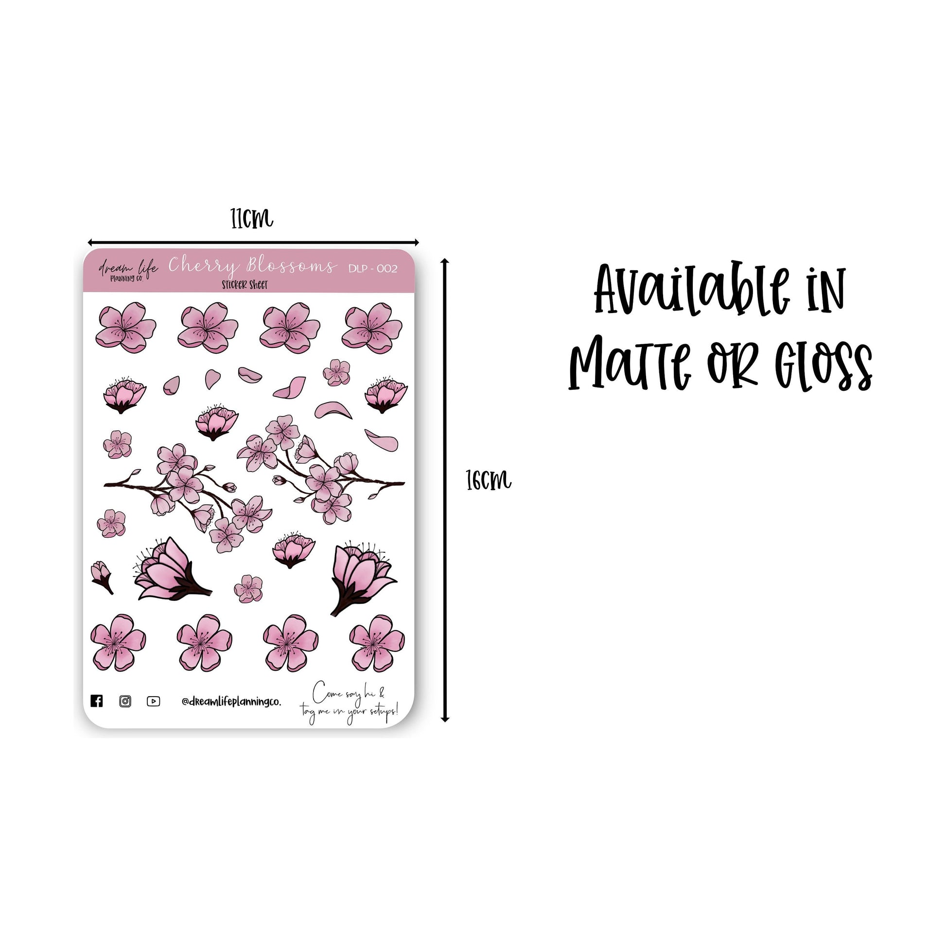 Cherry Blossom Stickers | Cherry Blossoms | Bullet Journal | Planner Stickers | Cute Planner Sticker Sheet | Sticker Sheet | BUJO | DLP 002