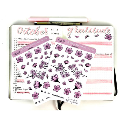 Cherry Blossom Stickers | Cherry Blossoms | Bullet Journal | Planner Stickers | Cute Planner Sticker Sheet | Sticker Sheet | BUJO | DLP 002