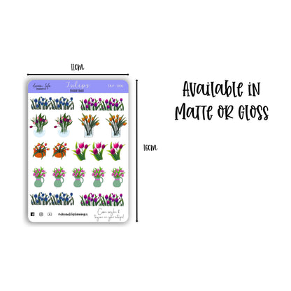 Tulips Stickers | Tulips | Bullet Journal | Planner Stickers | Cute Planner Sticker Sheet | Sticker Sheet | BUJO | DLP 006