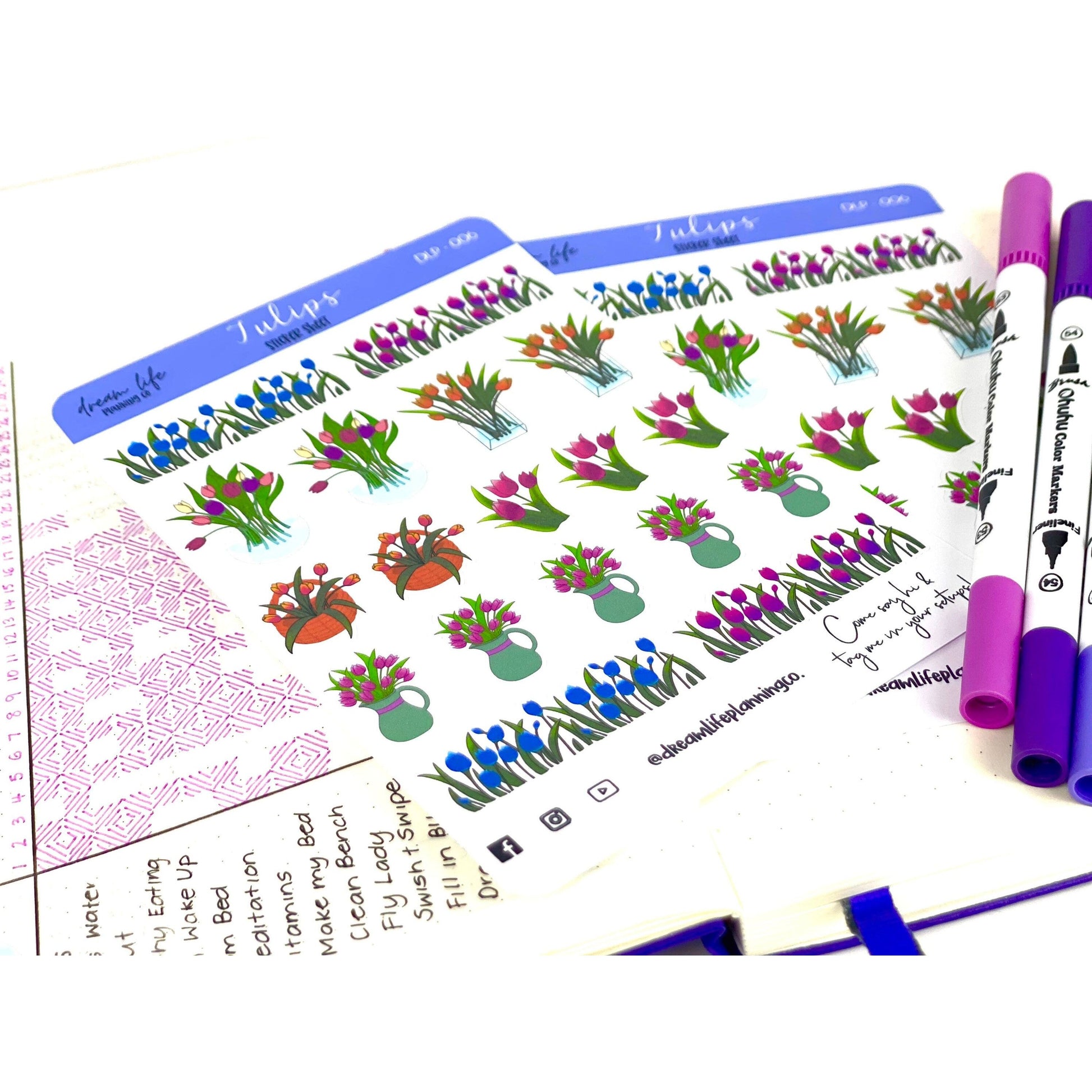 Tulips Stickers | Tulips | Bullet Journal | Planner Stickers | Cute Planner Sticker Sheet | Sticker Sheet | BUJO | DLP 006