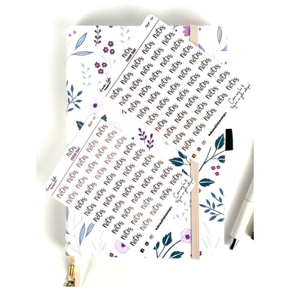 Foiled “Notes” Stickers | Bullet Journal | Planner Stickers | Cute Planner Sticker Sheet | Sticker Sheet | BUJO