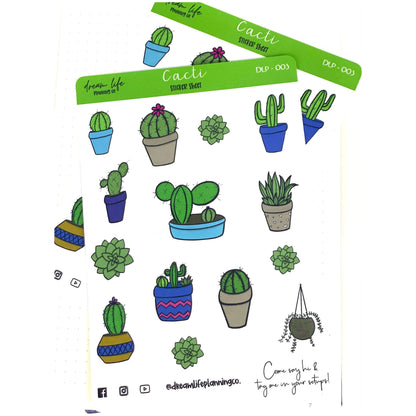 Cactus Stickers | Succulents Stickers | Bullet Journal | Planner Stickers | Cute Planner Sticker Sheet | Sticker Sheet | BUJO | DLP 003