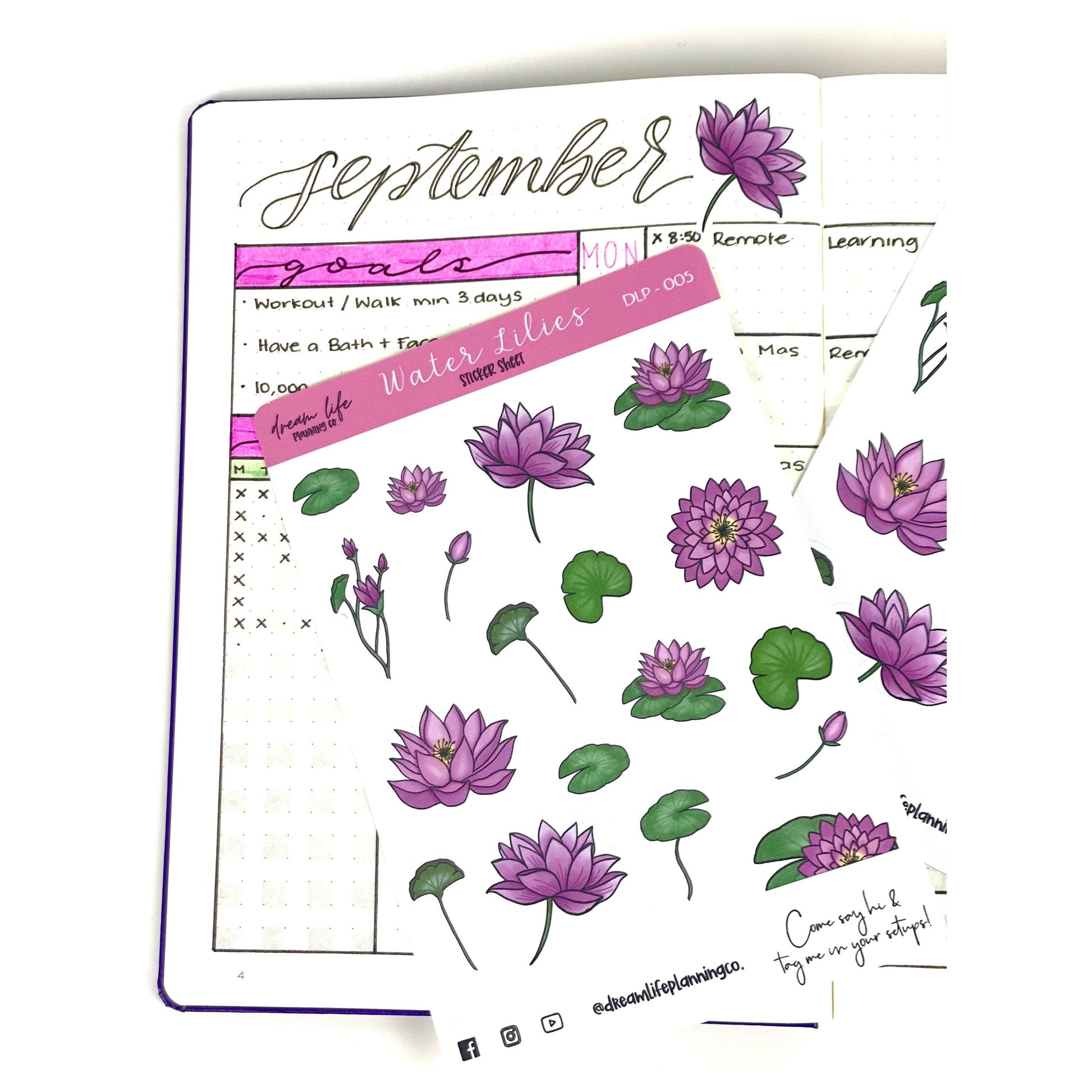 Water Lilies Stickers | Bullet Journal | Planner Stickers | Cute Planner Sticker Sheet | Sticker Sheet | BUJO | DLP 005