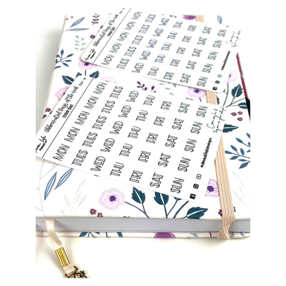 Foiled Abbreviated Days of the Week Stickers | Bullet Journal | Planner Stickers | Cute Planner Sticker Sheet | Sticker Sheet | BUJO