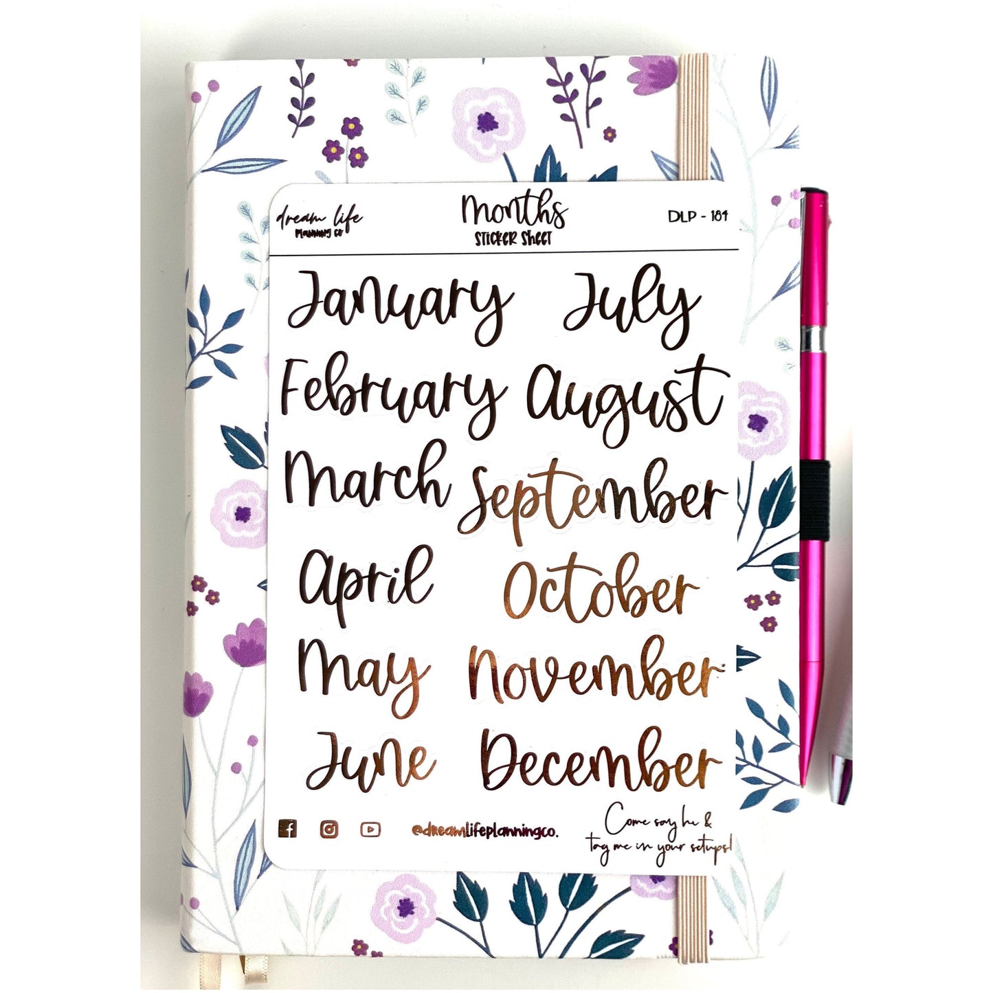 Foiled Monthly Header Stickers | Bullet Journal | Planner Stickers | Cute Planner Sticker Sheet | Sticker Sheet | BUJO