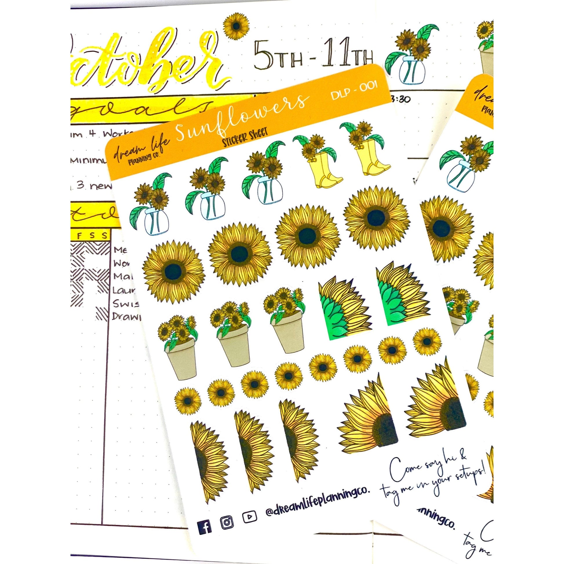 Sunflower Stickers | Sunflowers | Bullet Journal | Planner Stickers | Cute Planner Sticker Sheet | Sticker Sheet | BUJO | DLP 001