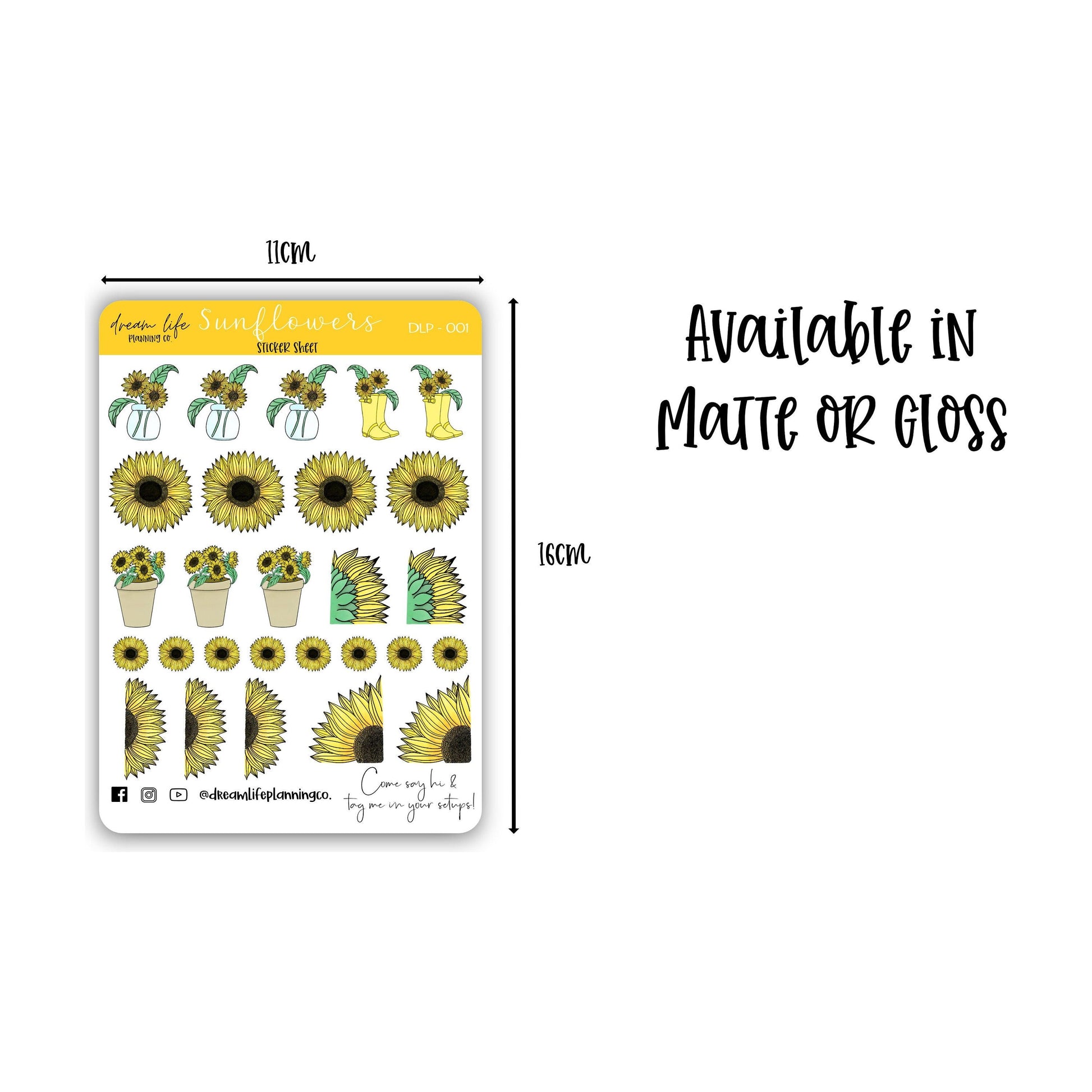 Sunflower Stickers | Sunflowers | Bullet Journal | Planner Stickers | Cute Planner Sticker Sheet | Sticker Sheet | BUJO | DLP 001