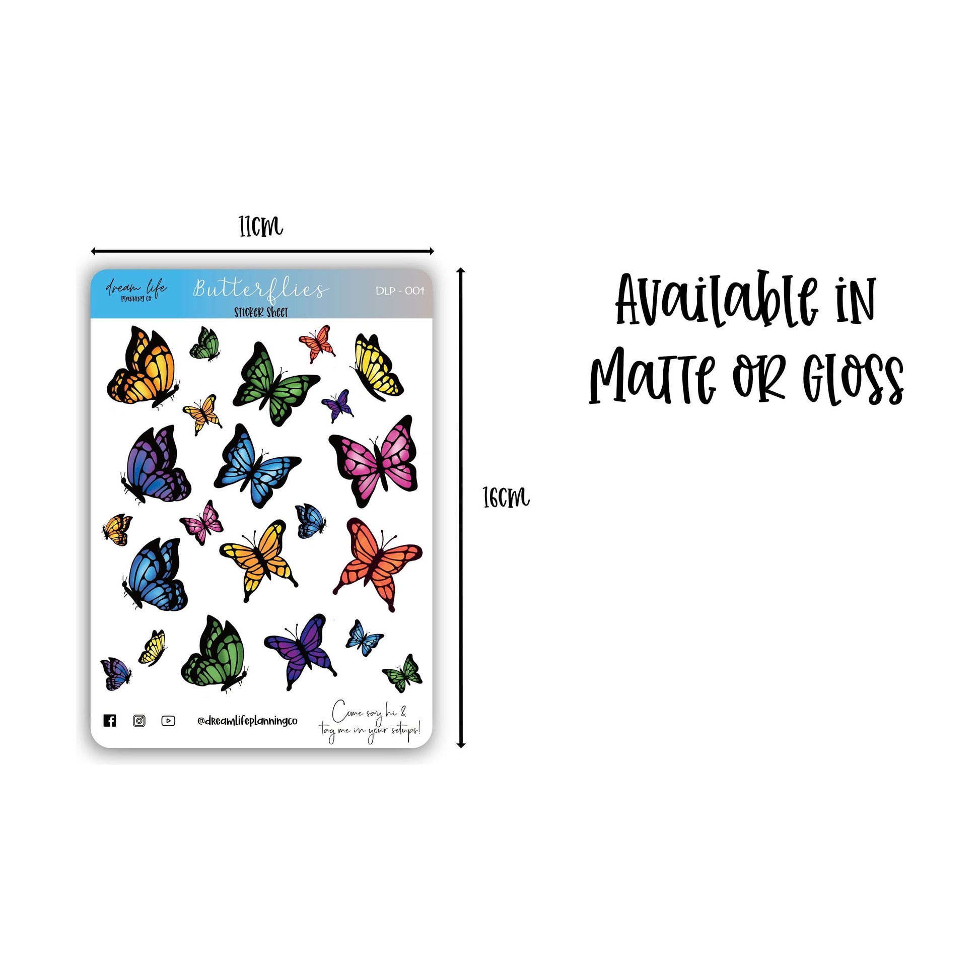 Butterfly Stickers | Butterflies | Bullet Journal | Planner Stickers | Cute Planner Sticker Sheet | Sticker Sheet | BUJO | DLP 004