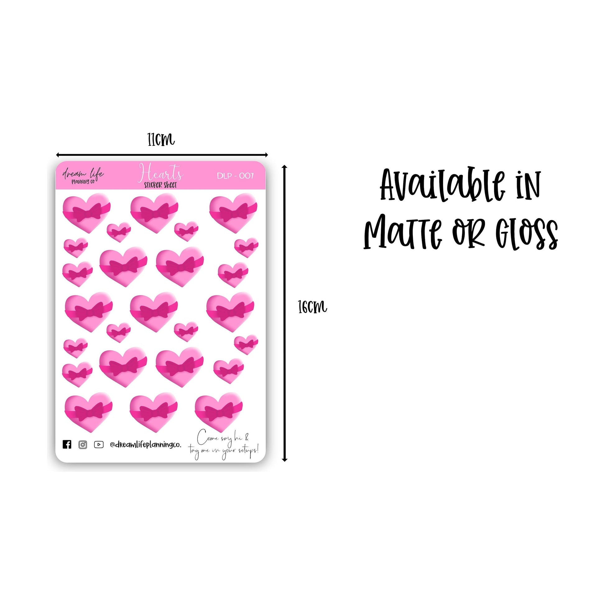 Heart Stickers | Hearts Sticker Sheet | Pink Hearts | Bullet Journal Stickers | Planner Stickers | Cute Planner Sticker Sheet | BUJO |