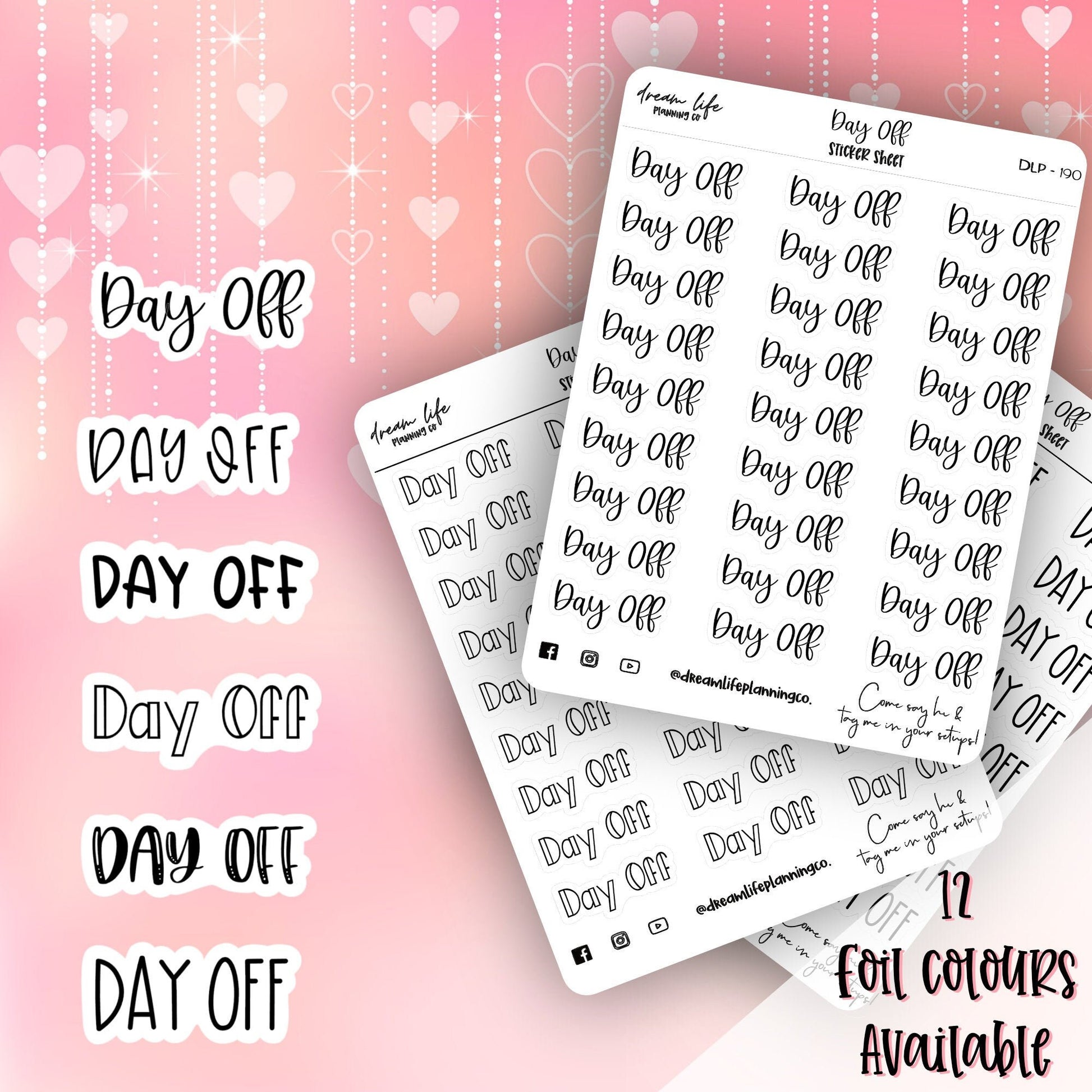 Foiled “Day Off” Stickers | Scripts | Bullet Journalling | Planner Stickers | Cute Planner Sticker Sheet | Sticker Sheet | BUJO