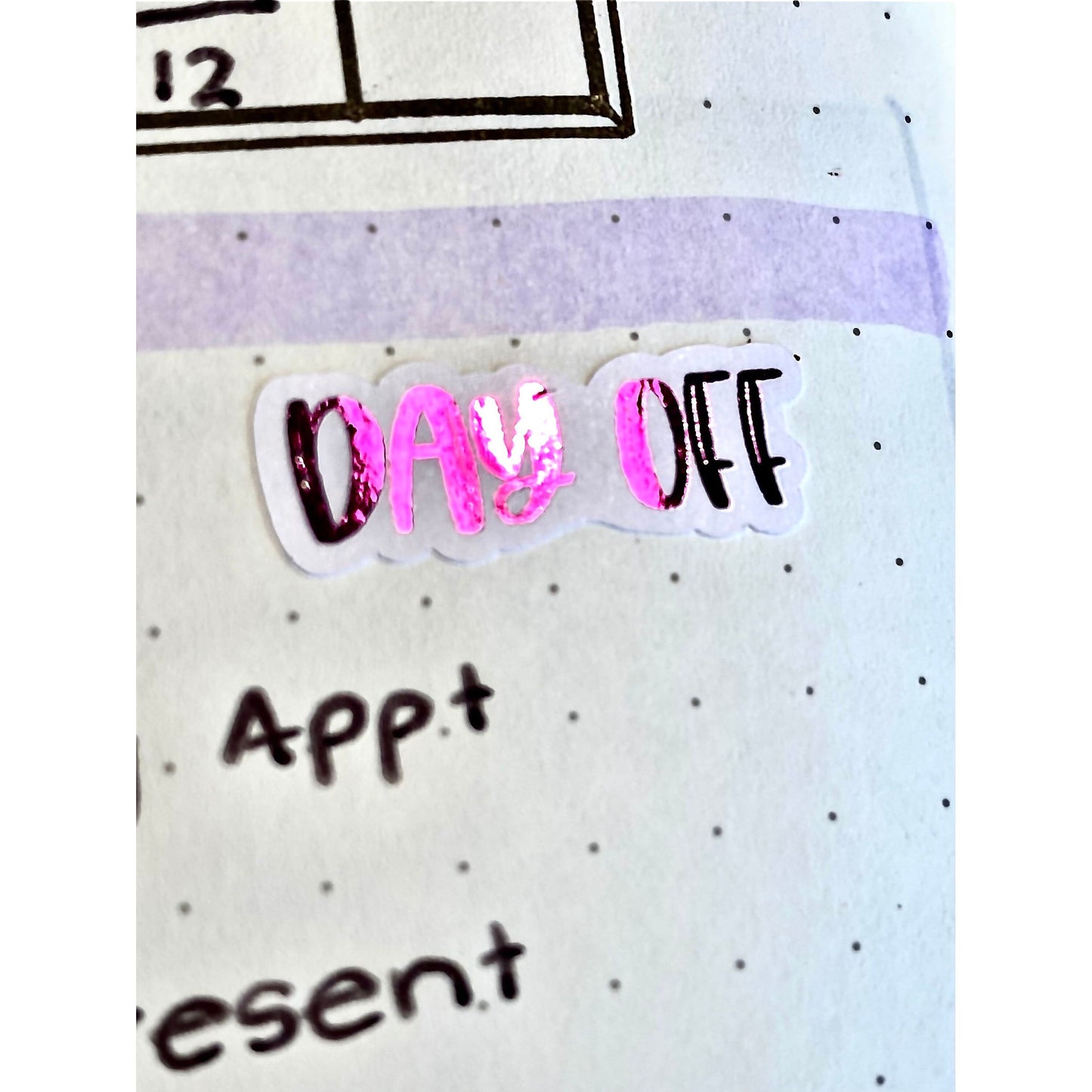 Foiled “Day Off” Stickers | Scripts | Bullet Journalling | Planner Stickers | Cute Planner Sticker Sheet | Sticker Sheet | BUJO