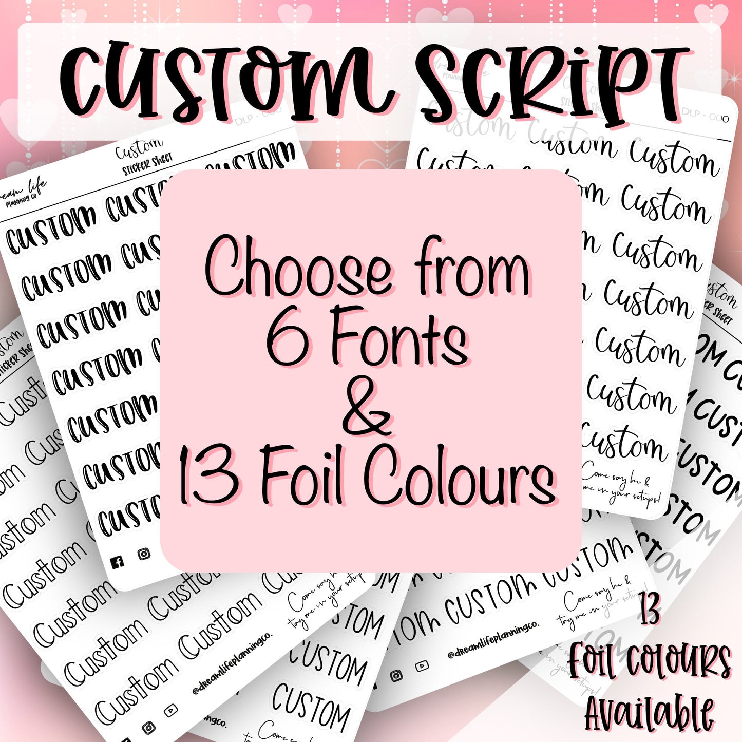 Foiled Custom Stickers | Bullet Journalling | Scripts | Planner Stickers | Cute Planner Sticker Sheet | Sticker Sheet | BUJO