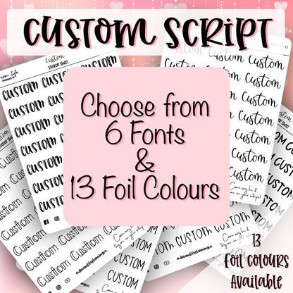 Foiled Custom Stickers | Bullet Journalling | Scripts | Planner Stickers | Cute Planner Sticker Sheet | Sticker Sheet | BUJO