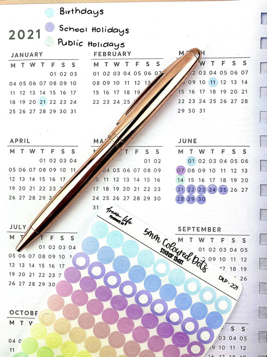 5mm Colour Transparent Dot Stickers | Bullet Journal Stickers | Planner Stickers | Sticker Sheet | Functional Planner Stickers | Mini Dots