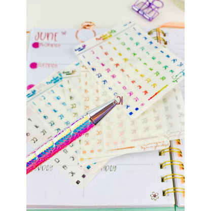 Number Dot Stickers | Clear Foiled Numbers Dots | Bullet Journal Stickers | Planner Stickers | Sticker Sheet | Functional Planner Stickers