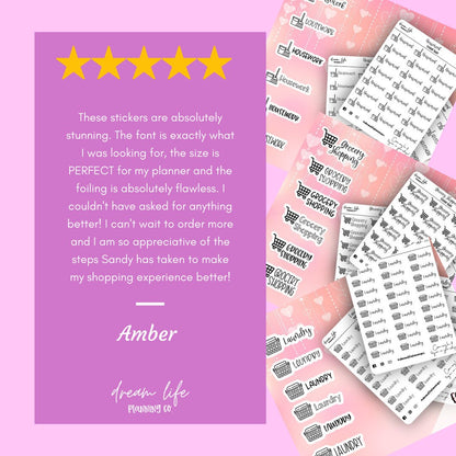 Number Dot Stickers | Clear Foiled Numbers Dots | Bullet Journal Stickers | Planner Stickers | Sticker Sheet | Functional Planner Stickers