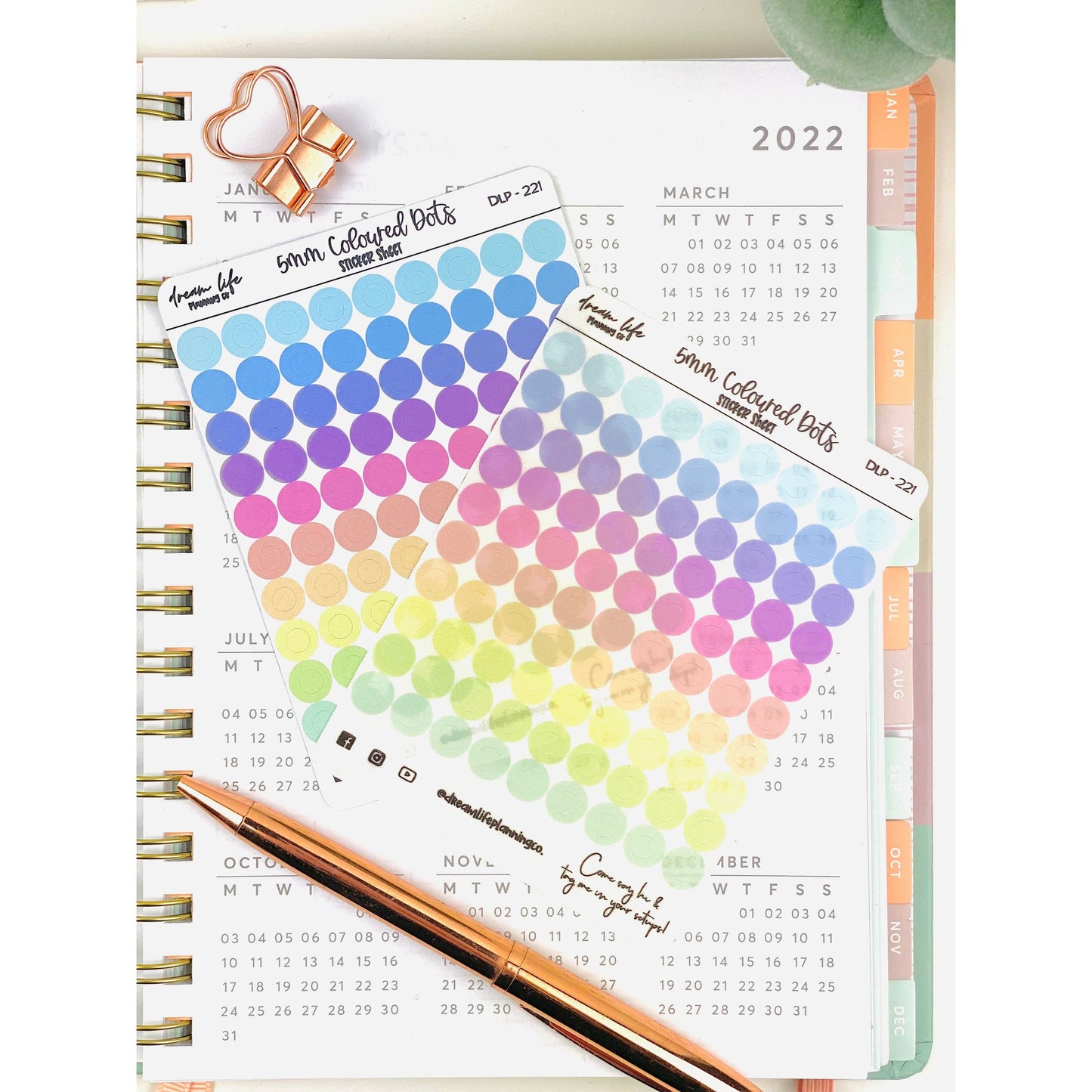 5mm Colour Transparent Dot Stickers | Bullet Journal Stickers | Planner Stickers | Sticker Sheet | Functional Planner Stickers | Mini Dots