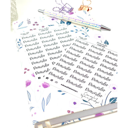 Reminder Stickers, Foiled Script Stickers, Functional Planner Stickers, Bullet Journal Stickers, Planner Stickers,Cute Planner Sticker Sheet