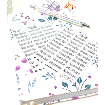 Reminder Stickers, Foiled Script Stickers, Functional Planner Stickers, Bullet Journal Stickers, Planner Stickers,Cute Planner Sticker Sheet