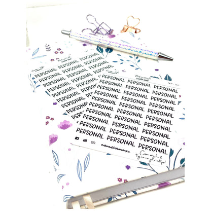 Personal Script Stickers Foiled Script Stickers Bullet Journal Stickers Functional Planner Stickers Word Stickers Sheets Foil Stickers