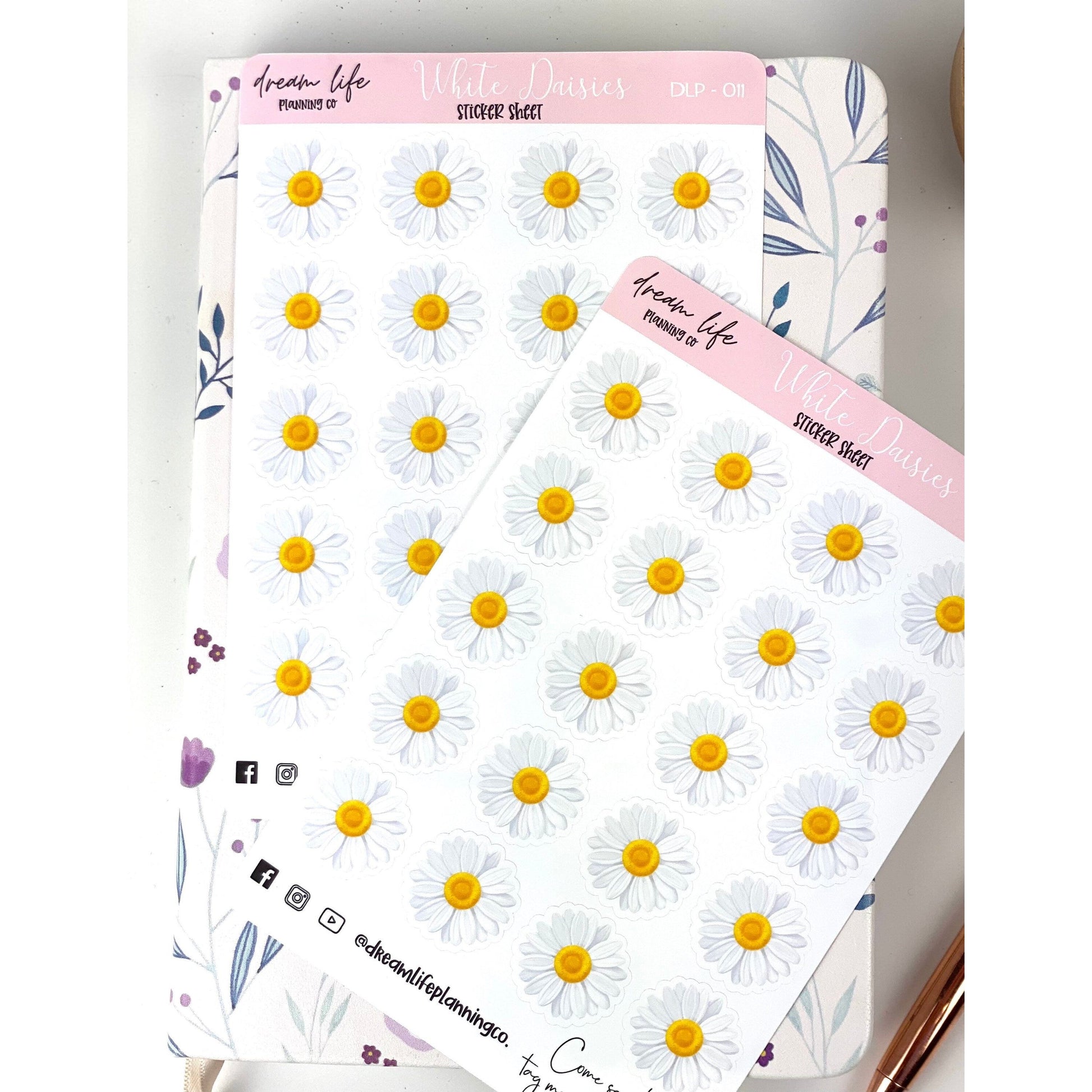 White Daisy Stickers | Daises | Bullet Journal | Planner Stickers | Cute Planner Sticker Sheet | Sticker Sheet | BUJO | DLP 011