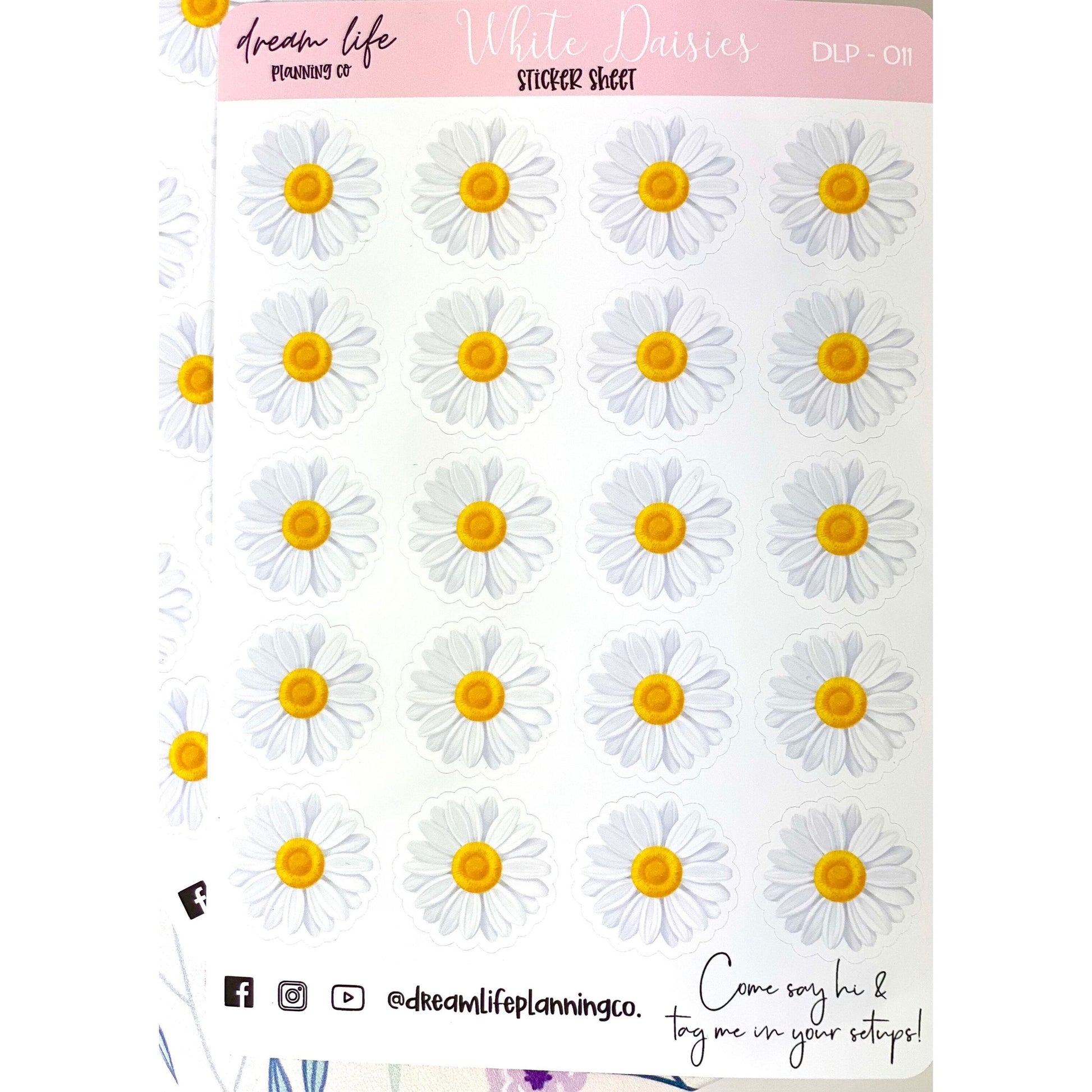 White Daisy Stickers | Daises | Bullet Journal | Planner Stickers | Cute Planner Sticker Sheet | Sticker Sheet | BUJO | DLP 011