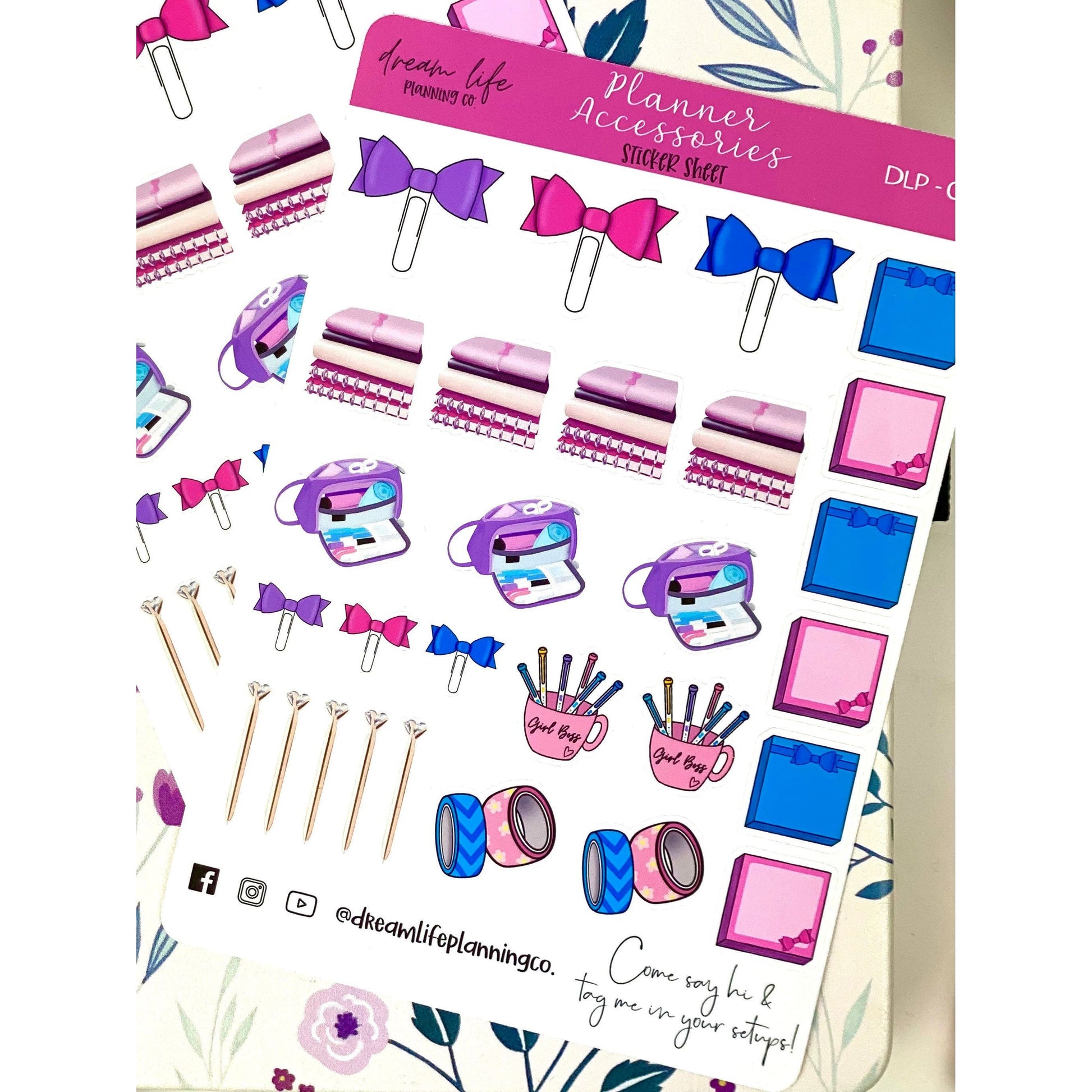 Planner Accessories Stickers | Bows | Washi | Bullet Journal | Planner Stickers | Cute Planner Stickers | Sticker Sheet | BUJO | DLP 009