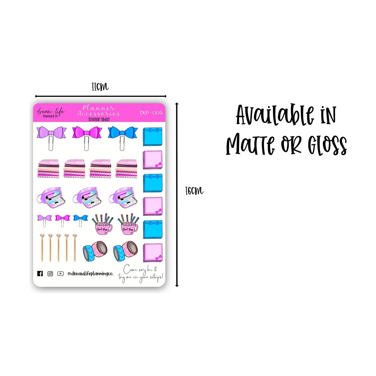 Planner Accessories Stickers | Bows | Washi | Bullet Journal | Planner Stickers | Cute Planner Stickers | Sticker Sheet | BUJO | DLP 009