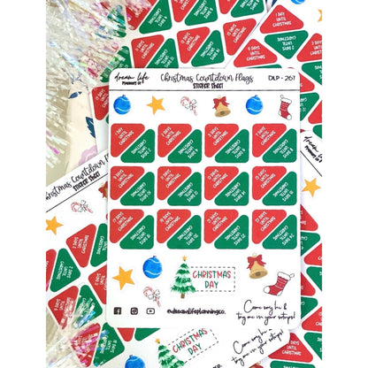 Christmas Countdown Stickers, Christmas Stickers, Christmas Themed Stickers, Corner Flags, BUJO Stickers, Planner Stickers, Sticker Sheet