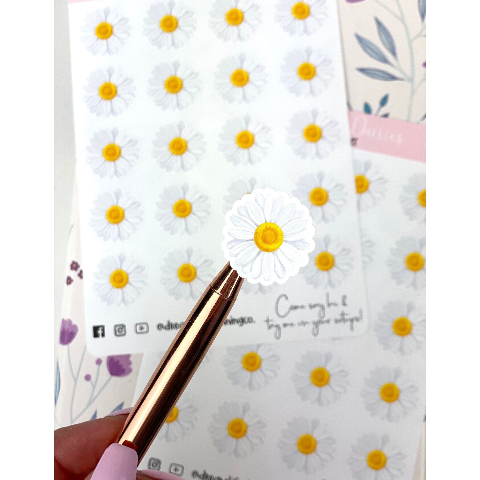 White Daisy Stickers | Daises | Bullet Journal | Planner Stickers | Cute Planner Sticker Sheet | Sticker Sheet | BUJO | DLP 011