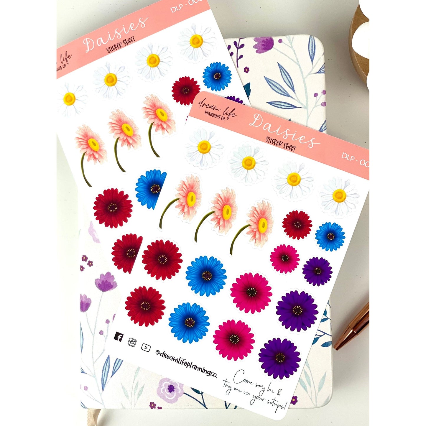 Daisy Stickers for Bullet Journal Stickers for Planners Cute Daisy Planner Sticker Sheet Flower Planner Stickers Deco Sticker Sheets Flowers