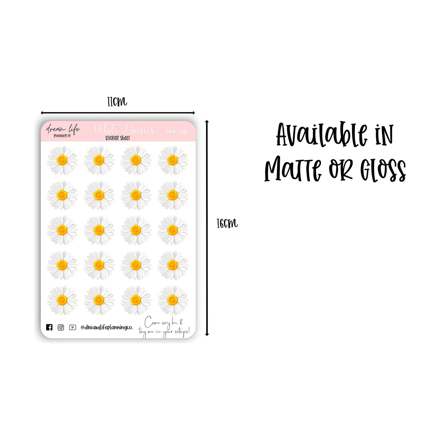 White Daisy Stickers | Daises | Bullet Journal | Planner Stickers | Cute Planner Sticker Sheet | Sticker Sheet | BUJO | DLP 011