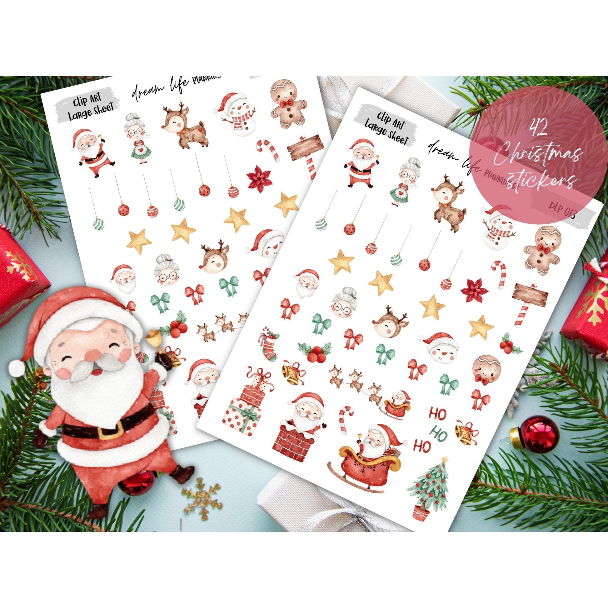 Christmas Decoration Stickers, 42 Christmas Themed Planner Stickers, Bullet Journal, Planner Stickers, Cute Planner Sticker, Sticker Sheet