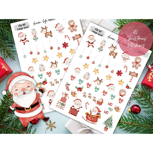 Christmas Decoration Stickers, 42 Christmas Themed Planner Stickers, Bullet Journal, Planner Stickers, Cute Planner Sticker, Sticker Sheet