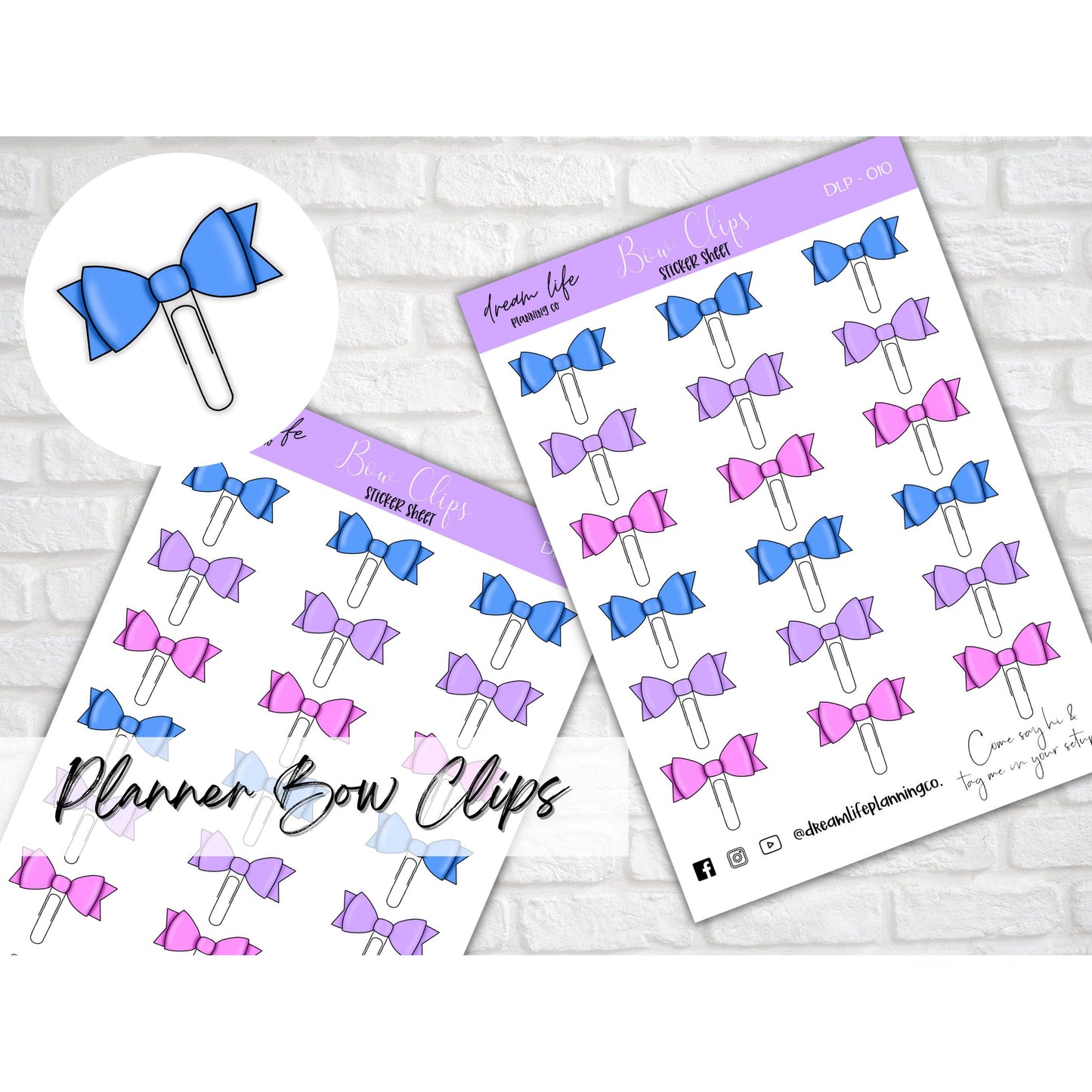 Planner Bow Clip Stickers, Bows Stickers, Bullet Journal Planner Stickers, Cute Planner Stickers, Sticker Sheets, Diary Stickers, BUJO