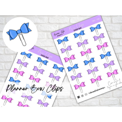 Planner Bow Clip Stickers, Bows Stickers, Bullet Journal Planner Stickers, Cute Planner Stickers, Sticker Sheets, Diary Stickers, BUJO