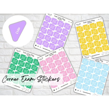 Corner Exam Stickers, Exam Stickers for Diary, School Planner Stickers, University Stickers, School Planning Stickers, Student Stickers,