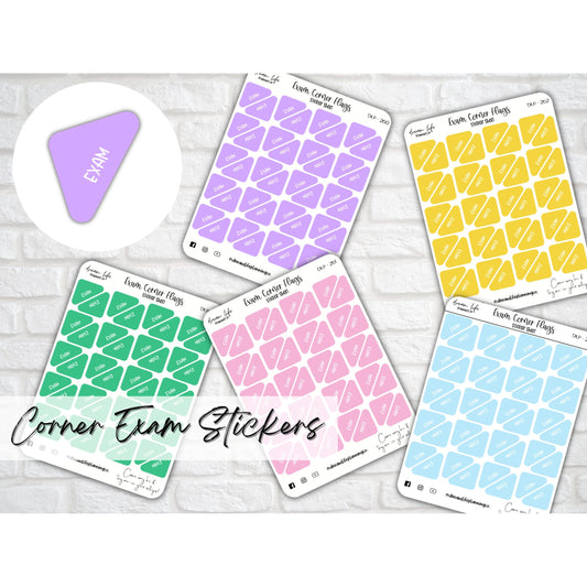 Corner Exam Stickers, Exam Stickers for Diary, School Planner Stickers, University Stickers, School Planning Stickers, Student Stickers,