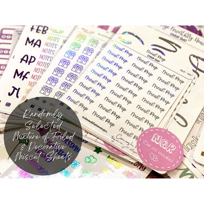 Oops Planner Stickers, Misfit Grab Bags, Mixed Foiled & Decorative Oops Sticker Bags, Mystery Miscut Sticker Packs