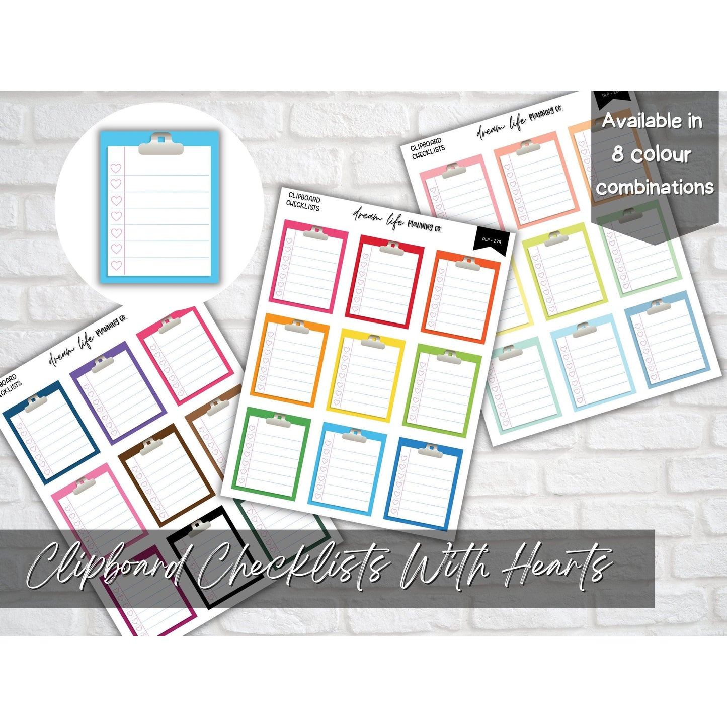 Clipboard Checklist with Hearts Stickers, To Do List Sticker, Checklist Sticker, Bullet Journal, Planner, Calendar Sticker, Planner Stickers