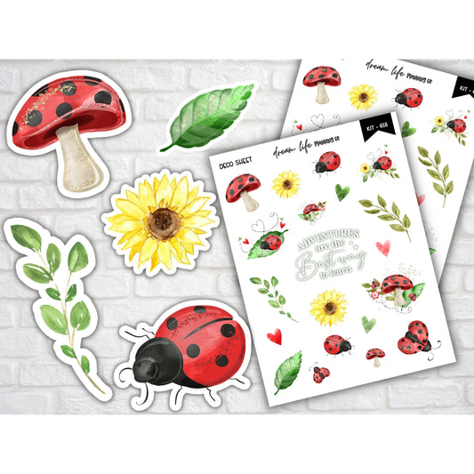 Lady Bird Deco Planner Stickers Lady Bug Decorative Planner Stickers for Bullet Journal Stickers Cute Planner Sticker Sheets Erin Condren