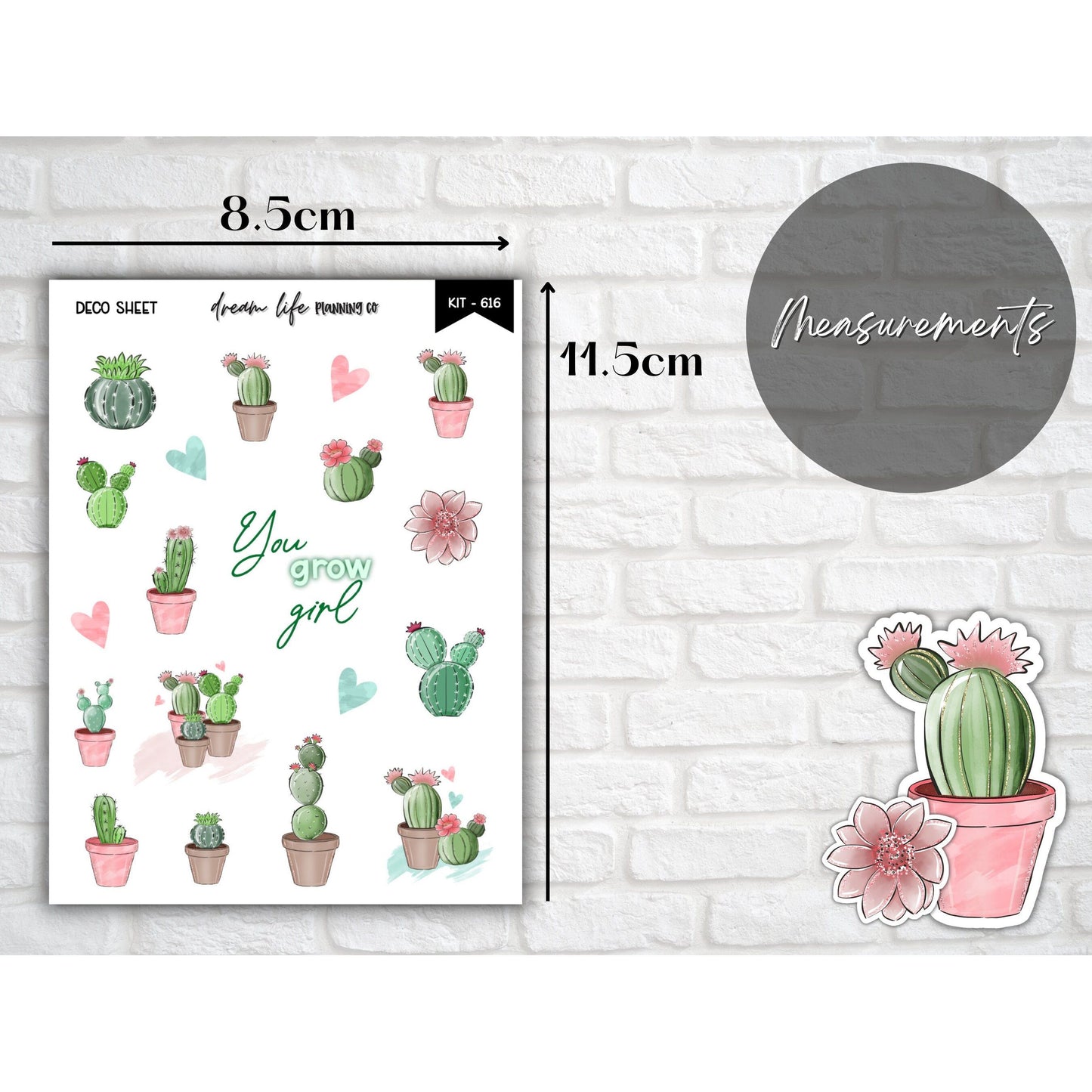 Deco Planner Stickers Cactus Decorative Planner Stickers for Bullet Journal Stickers Cute Planner Sticker Sheets Erin Condren Stickers