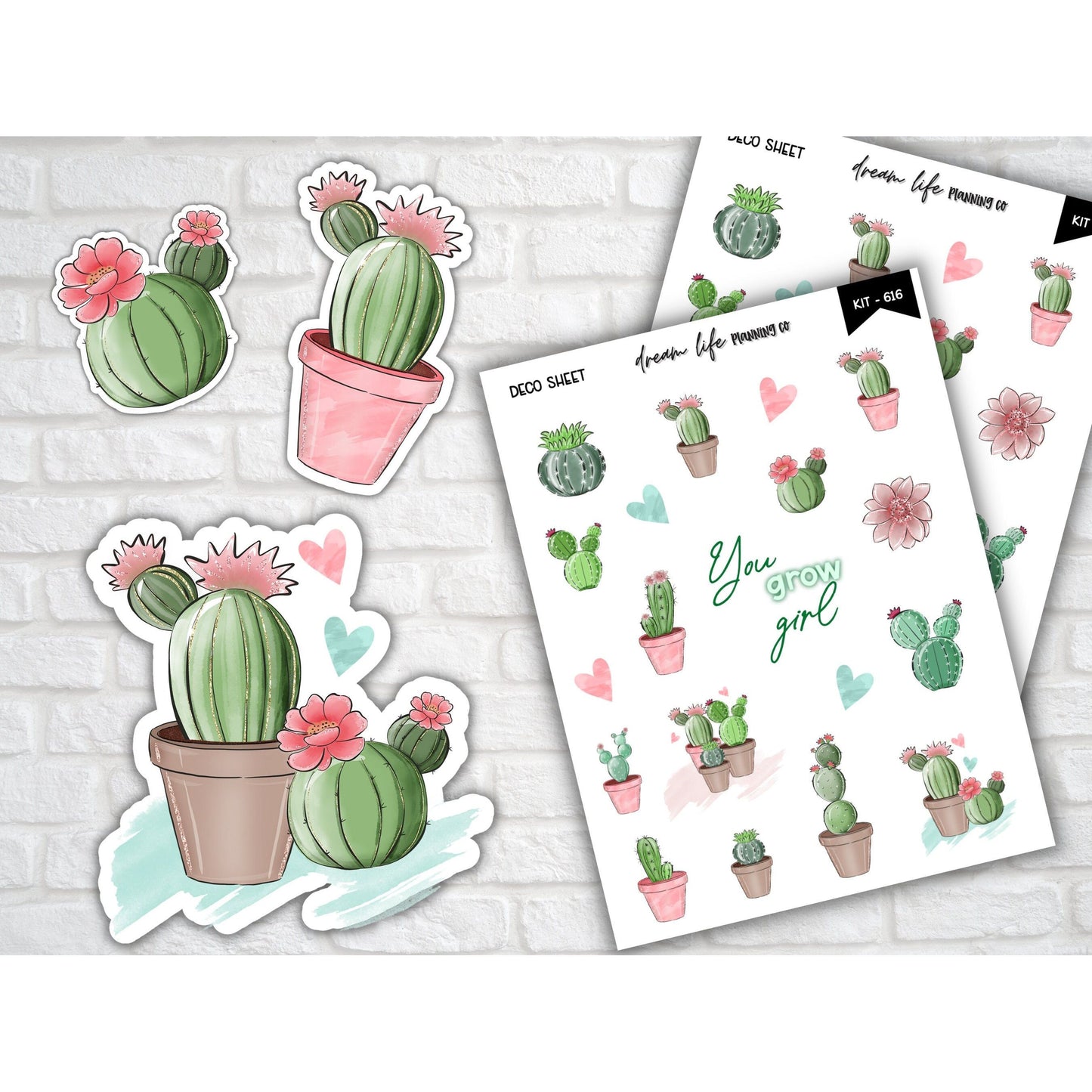 Deco Planner Stickers Cactus Decorative Planner Stickers for Bullet Journal Stickers Cute Planner Sticker Sheets Erin Condren Stickers